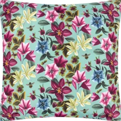 Outdoor Kissen Midnight Garden Birds Vögel aqua blau 43x43cm