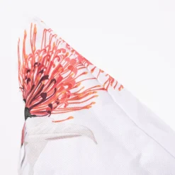 Outdoor Kissen Protea Blumen Blätter weiß rosa orange altgrün 45x45cm