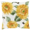 Outdoor Kissen Sonnenblumen Hummel weiß gelb 45x45cm