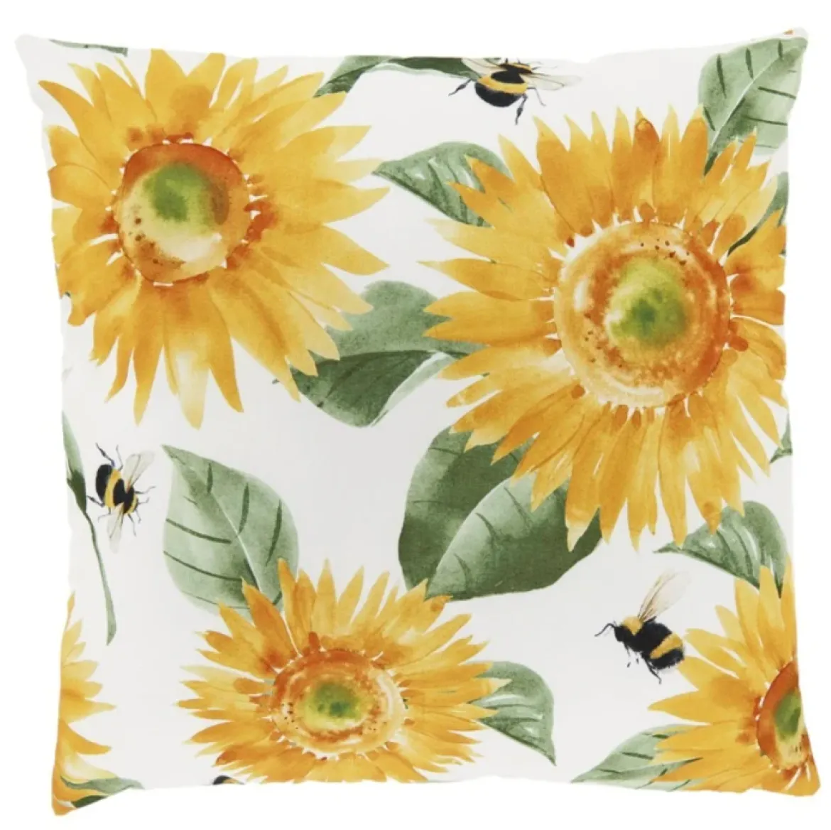 Outdoor Kissen Sonnenblumen Hummel weiß gelb 45x45cm