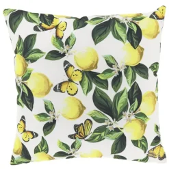 Outdoor Kissen Zitronen Schmetterlinge weiß gelb 45x45cm