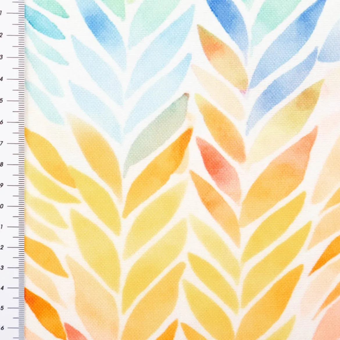 Outdoor Stoff Canvas Aurelia Blätter ZigZag wollweiß bunt wasserabweisend von Swafing 1,40m Breite