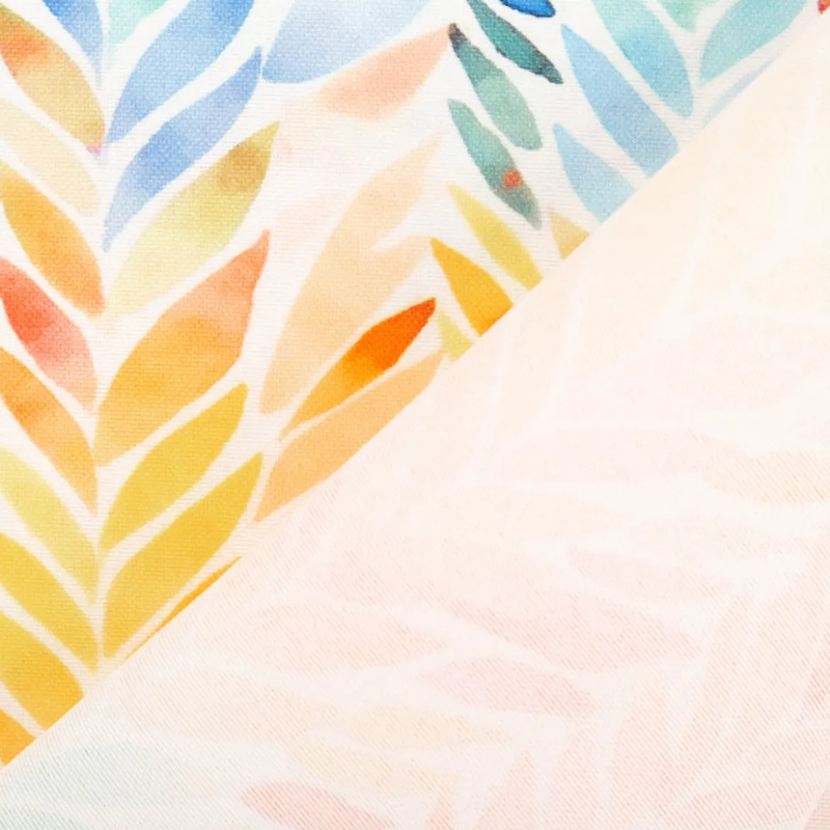 Outdoor Stoff Canvas Aurelia Blätter ZigZag wollweiß bunt wasserabweisend von Swafing 1,40m Breite