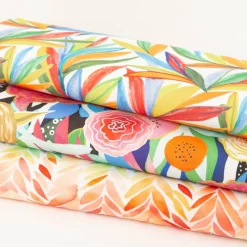 Outdoor Stoff Canvas Aurelia Blätter ZigZag wollweiß bunt wasserabweisend von Swafing 1,40m Breite