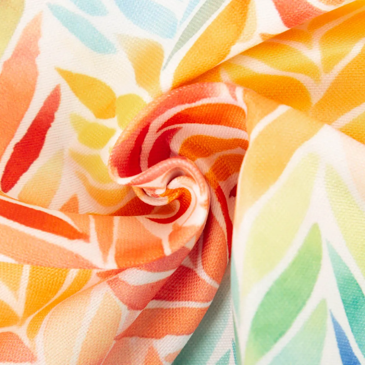 Outdoor Stoff Canvas Aurelia Blätter ZigZag wollweiß bunt wasserabweisend von Swafing 1,40m Breite