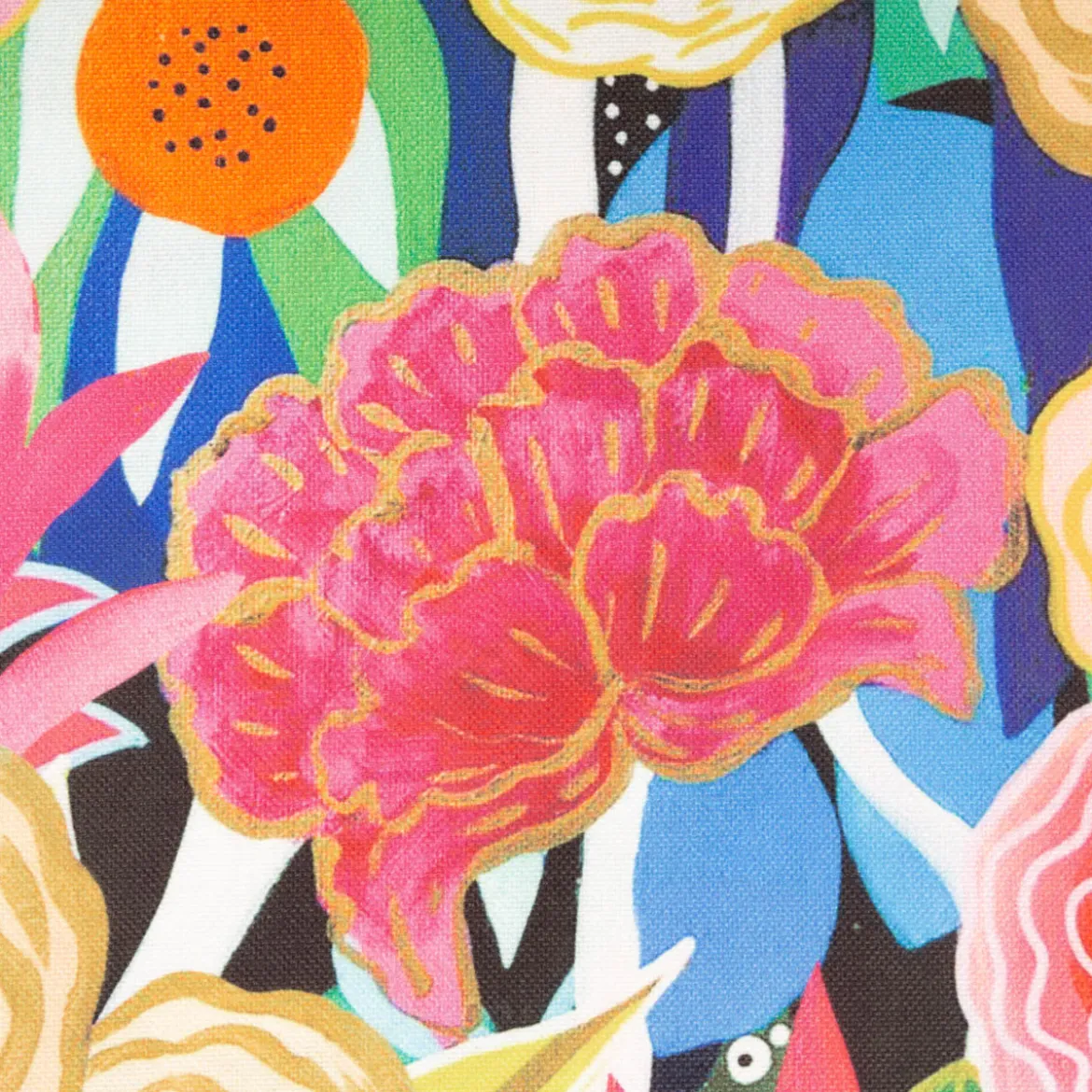 Outdoor Stoff Canvas Aurelia Floral pink/blau wasserabweisend von Swafing 1,40m Breite