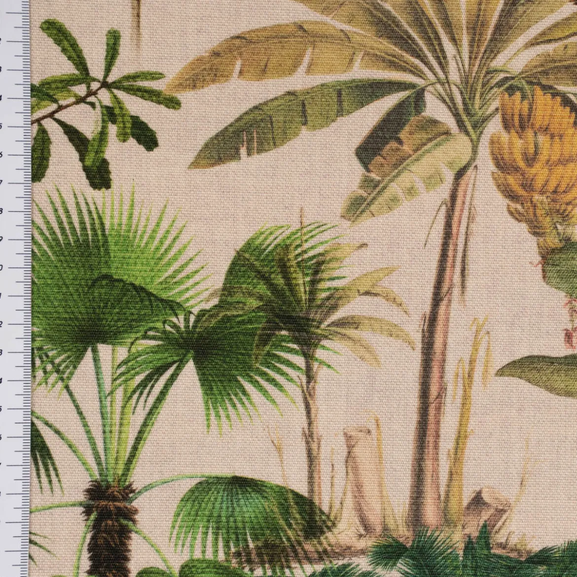 Outdoorstoff Dralon Digitaldruck Palmtree Tropical Jungle Palmen natur grün 1,40m Breite