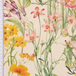 Outdoorstoff Dralon Digitaldruck Wildflower Sunny Field Feldblumen ecru bunt 1,40m Breite