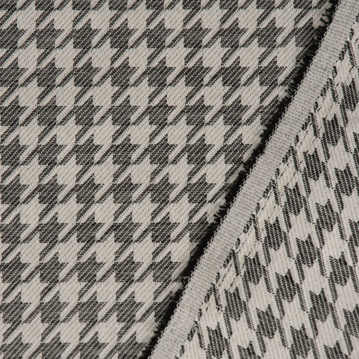Outdoorstoff Dralon Jacquard Teflonbeschichtung Hahnentritt grau wollweiß 1,40m Breite