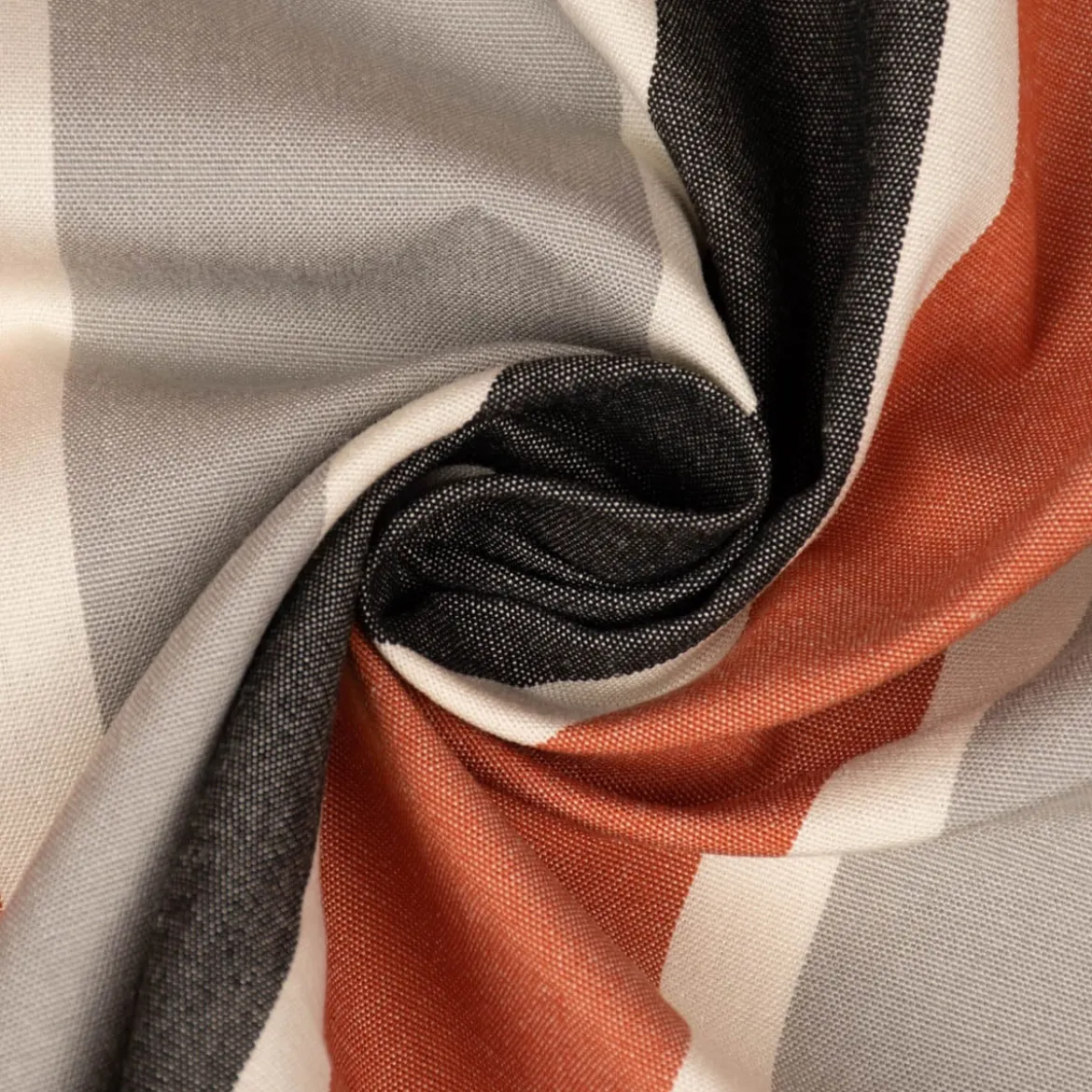 Outdoorstoff Dralon Jacquard Dekostoff polsterfähig Streifen terra schwarz grau 1,40m Breite