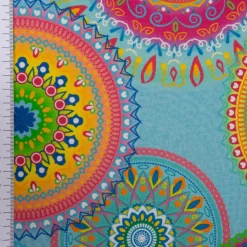 Outdoorstoff Dralon Teflonbeschichtung Mandalas türkis mulitcolor 1,40m Breite