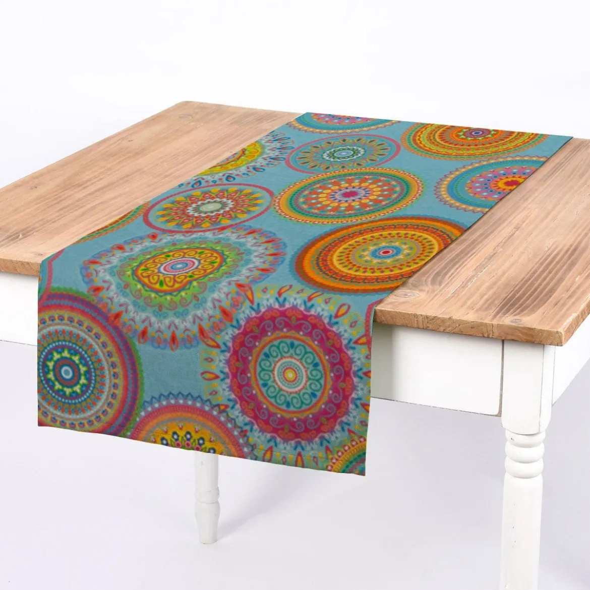 Outdoorstoff Dralon Teflonbeschichtung Mandalas türkis mulitcolor 1,40m Breite