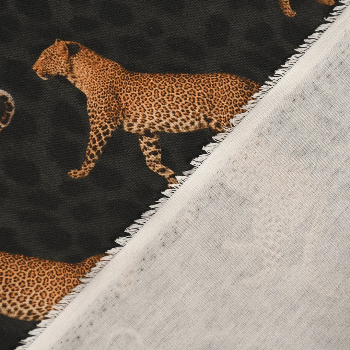 Outdoorstoff Dralon Teflonbeschichtung Leopard Parade Leoparden schwarz braun 1,40m Breite