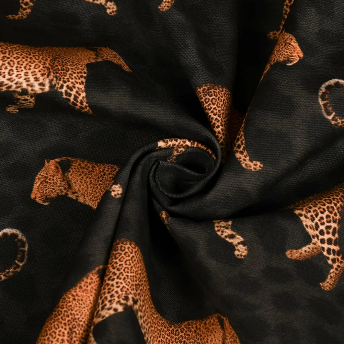 Outdoorstoff Dralon Teflonbeschichtung Leopard Parade Leoparden schwarz braun 1,40m Breite