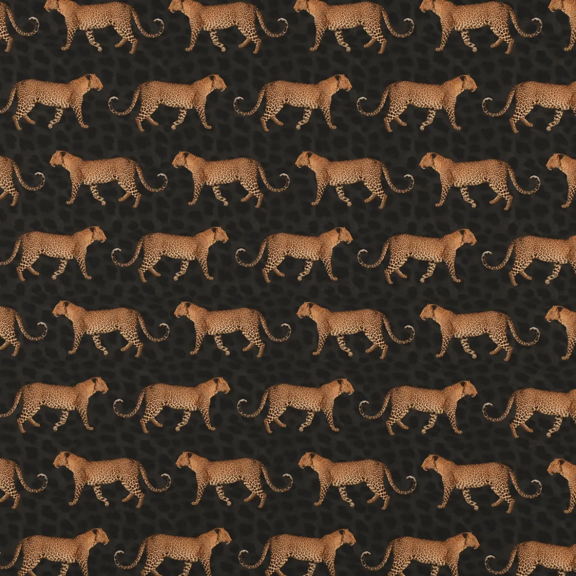 Outdoorstoff Dralon Teflonbeschichtung Leopard Parade Leoparden schwarz braun 1,40m Breite