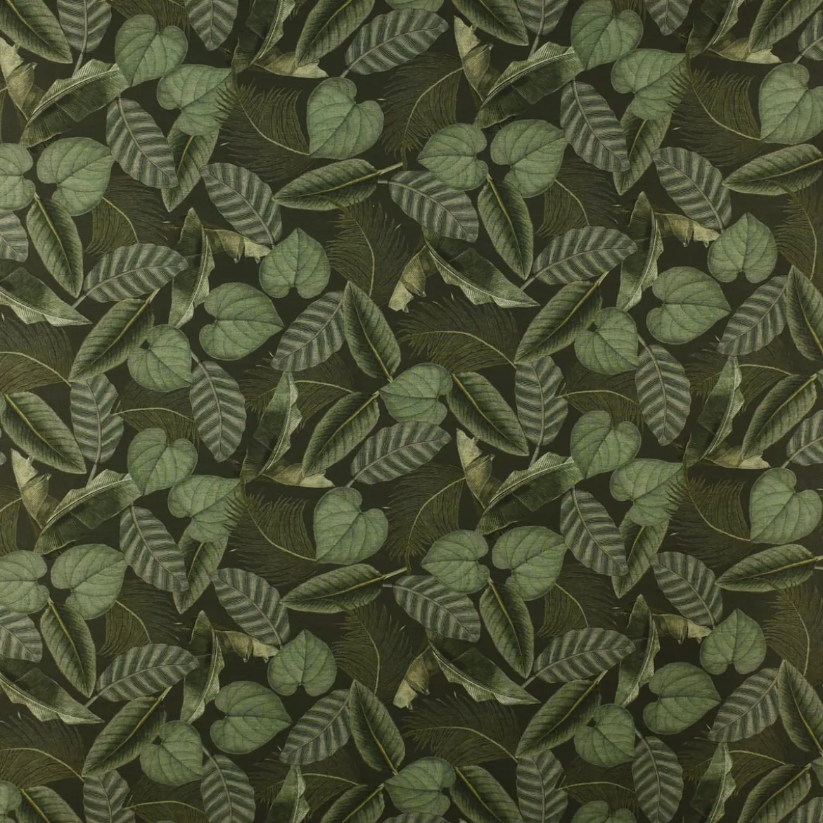 Outdoorstoff Dralon Teflonbeschichtung Botanic Leaf Detailed Blätter Exotik grün 1,40m Breite