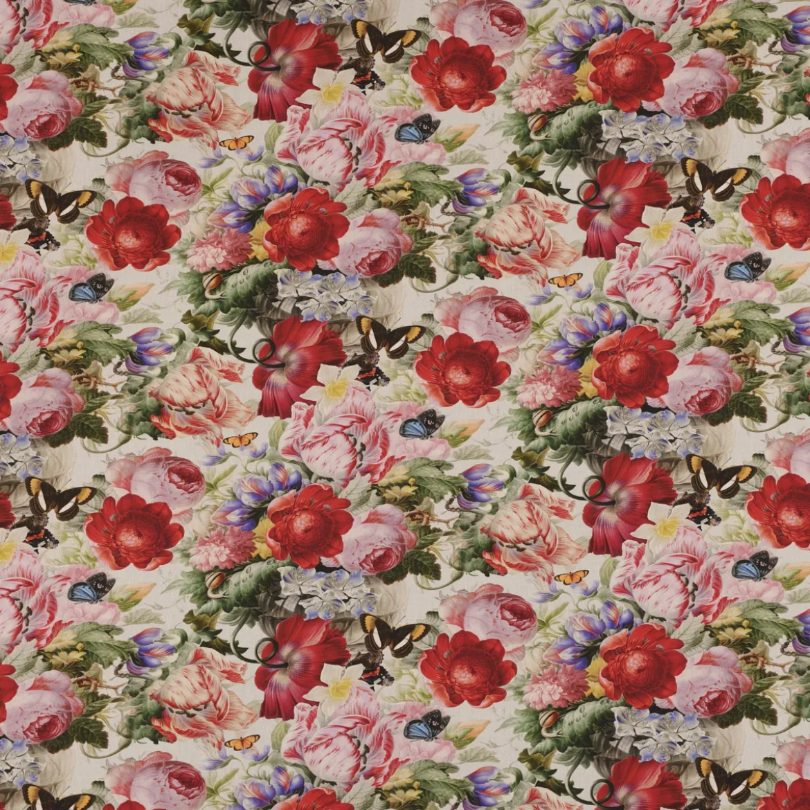 Outdoorstoff Dralon Teflonbeschichtung Flowers Painting Blumen Schmetterlinge bunt 1,40m Breite