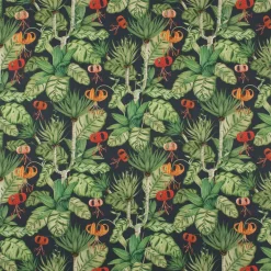 Outdoorstoff Dralon Teflonbeschichtung Tropical Garden Party Blätter Blüten dunkelblau grün rot 1,40m Breite