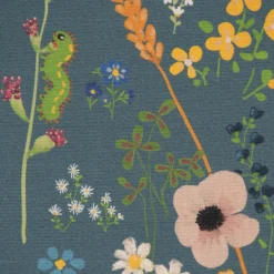 Outdoorstoff Dralon Teflonbeschichtung Floral Happy Garden Blumen Vögel blau bunt 1,40m Breite