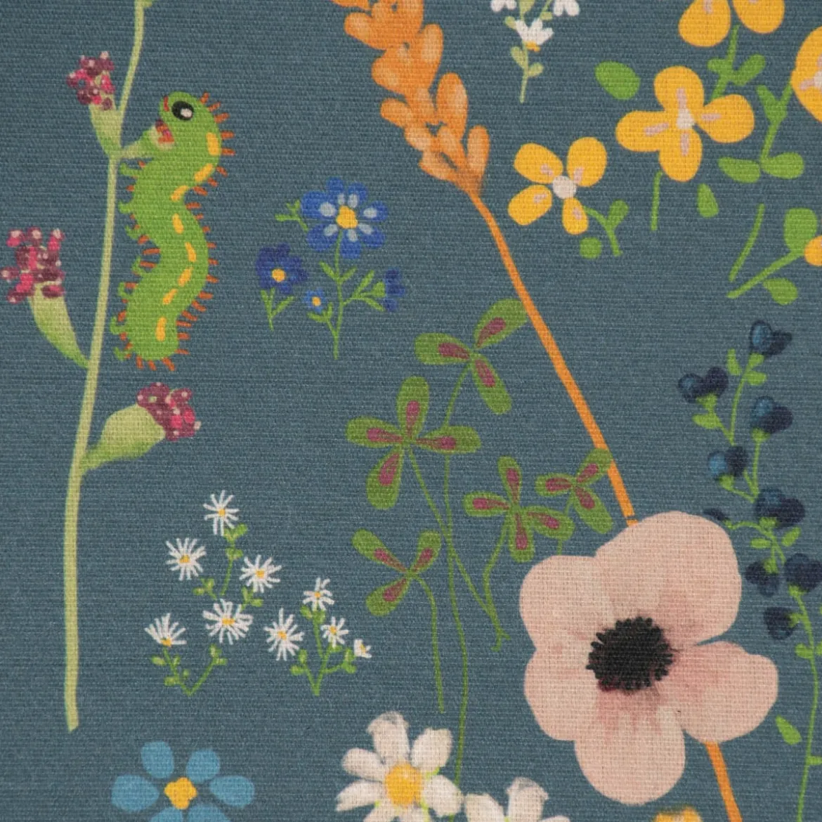 Outdoorstoff Dralon Teflonbeschichtung Floral Happy Garden Blumen Vögel blau bunt 1,40m Breite