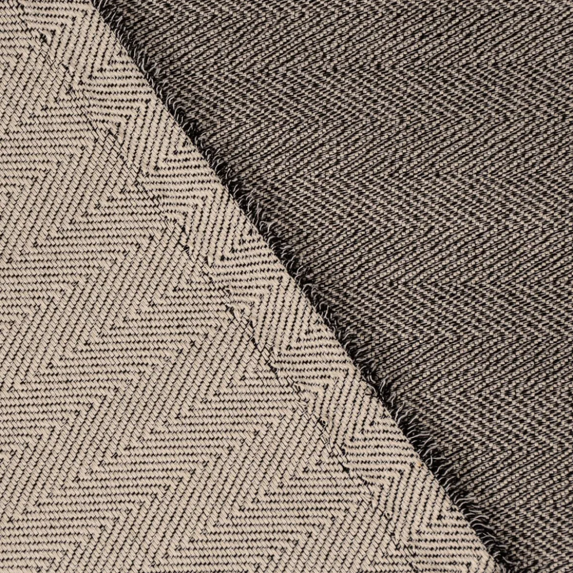 Outdoorstoff Markisenstoff Teflonbeschichtung Arrieta Fischgrätmuster Herringbone anthrazit 1,60m Breite