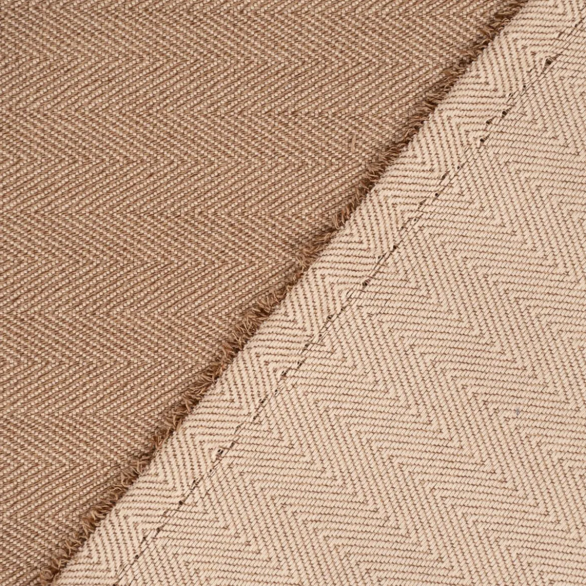 Outdoorstoff Markisenstoff Teflonbeschichtung Arrieta Fischgrätmuster Herringbone braun 1,60m Breite