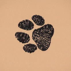 Outdoorstoff polsterfähig Pawprints Hundepfoten beige schwarz 1,60m Breite