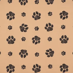 Outdoorstoff polsterfähig Pawprints Hundepfoten beige schwarz 1,60m Breite