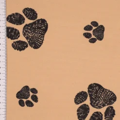 Outdoorstoff polsterfähig Pawprints Hundepfoten beige schwarz 1,60m Breite