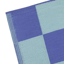 Outdoor Teppich Checker Schachbrett recycelt blau weiß 120x180cm
