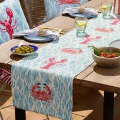 Outdoor Tischläufer Abersoch Krabben Hummer maritim marine blau 35x180cm