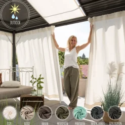 Outdoor Vorhang Olefina mit Smok-Schlaufenband ecru in 245cm oder Wunschlänge von SCHÖNER LEBEN.