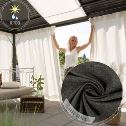 Outdoor Vorhang Olefina mit Smok-Schlaufenband dunkelgrau-braun in 245cm oder Wunschlänge von SCHÖNER LEBEN.