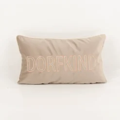 PAD Kissenhülle Letters Dorfkind Stickerei taupe 35x60cm