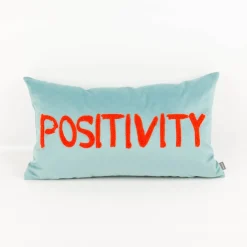 PAD Kissenhülle Letters Positivity Frotteestickerei türkis rot 35x60cm