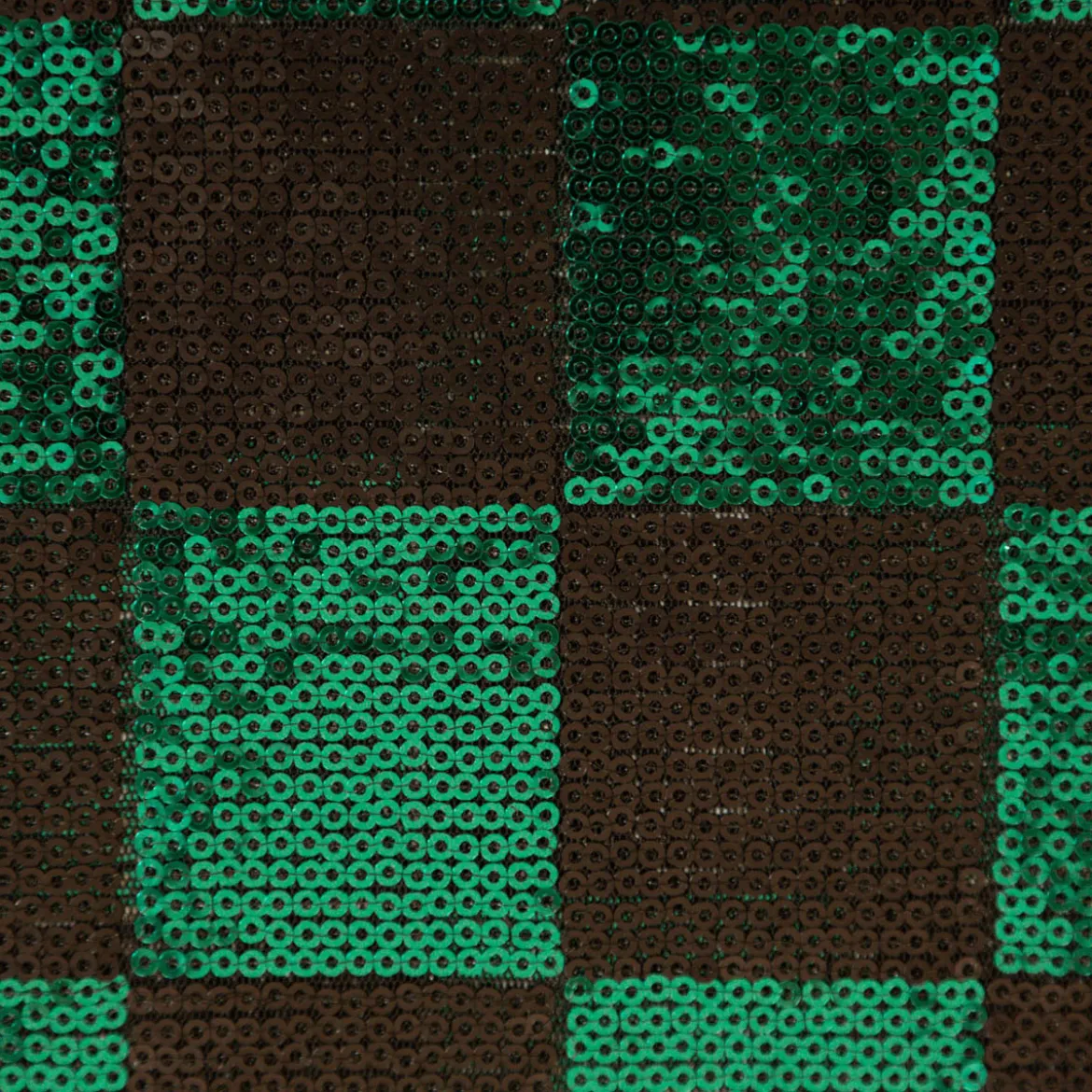 Paillettenstoff Karo Mesh Tüll Kostümstoff smaragdgrün schwarz 1,25m Breite