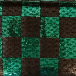 Paillettenstoff Karo Mesh Tüll Kostümstoff smaragdgrün schwarz 1,25m Breite