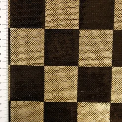 Paillettenstoff Karo Mesh Tüll Kostümstoff gold schwarz 1,25m Breite