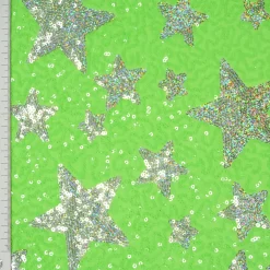 Pailletten Stoff Sterne grün silberfarbig 1,5m Breite