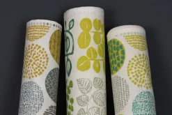 Panama Dekostoff Baumwollstoff Cuba Cactus creme mit Blätter in grün Tönen 1,4m Breite