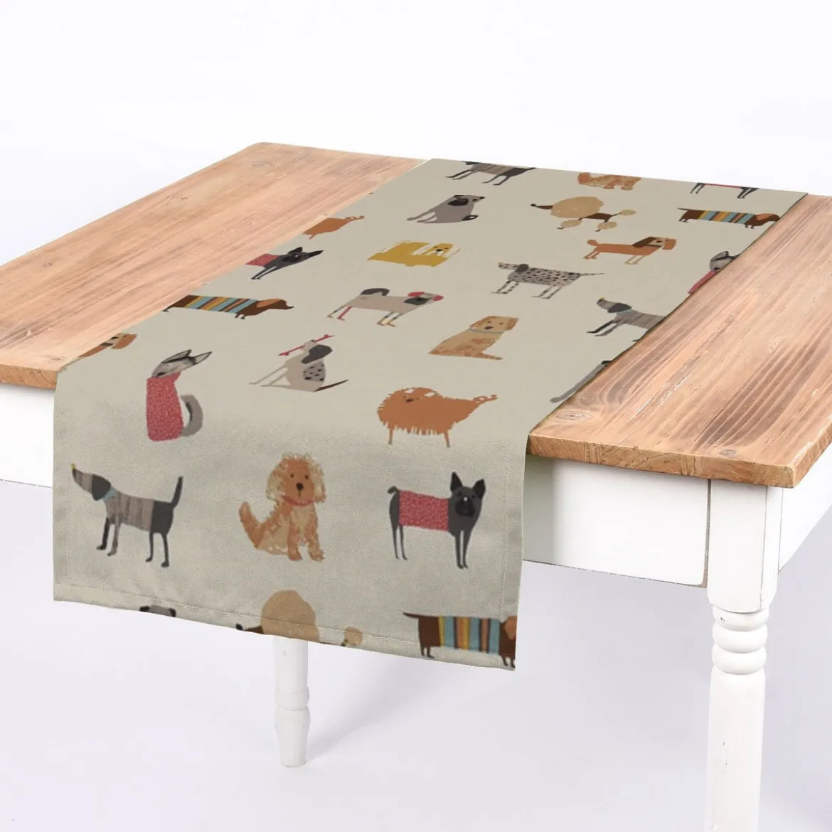 Panama Dekostoff Baumwollstoff Woof Butterscotch Hunde beige bunt 140cm Breite