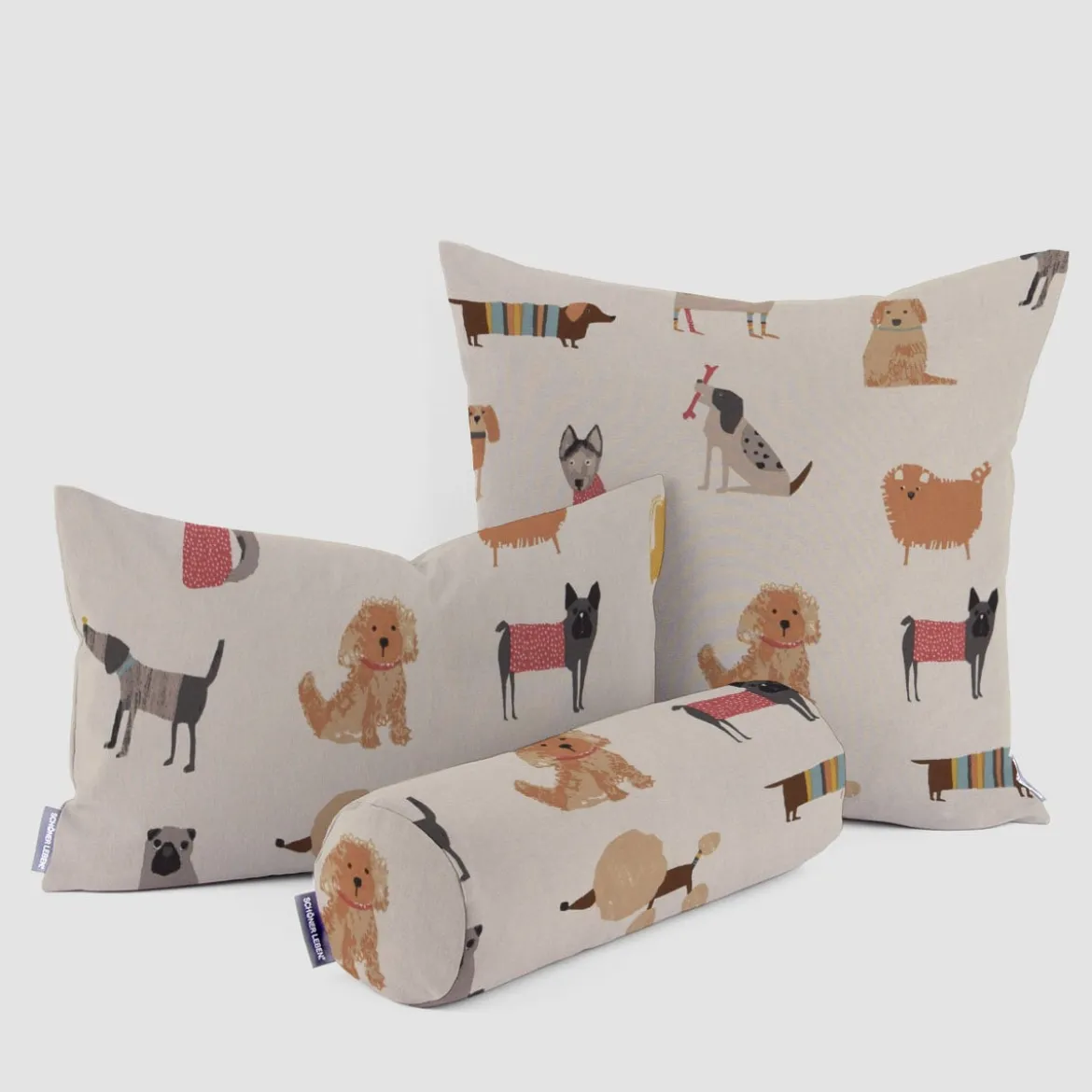 Panama Dekostoff Baumwollstoff Woof Butterscotch Hunde beige bunt 140cm Breite