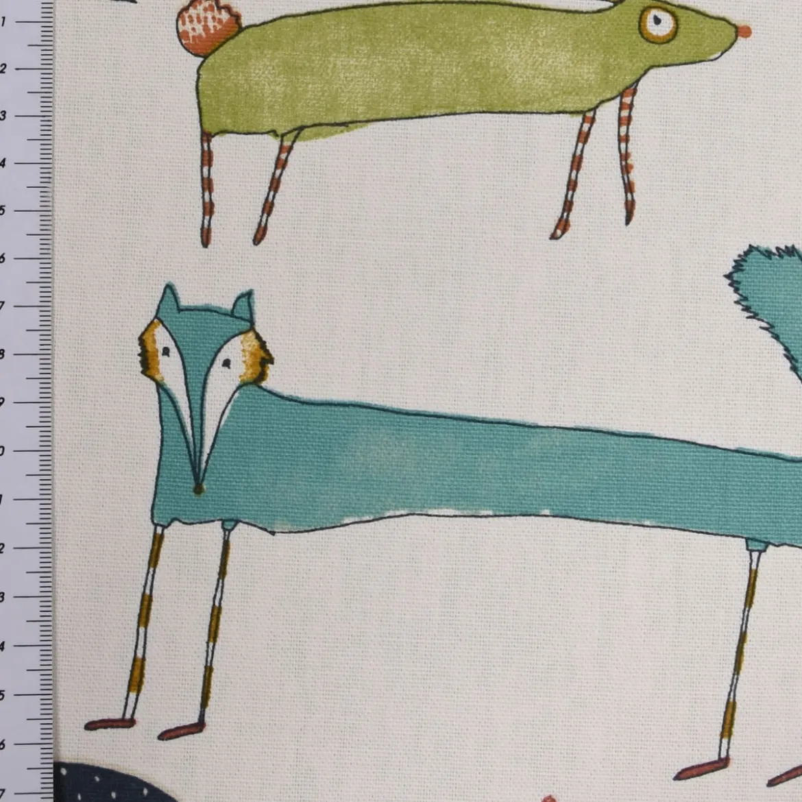 Panama Dekostoff Baumwollstoff Oh My Deer Waldtiere wollweiß bunt 138cm Breite