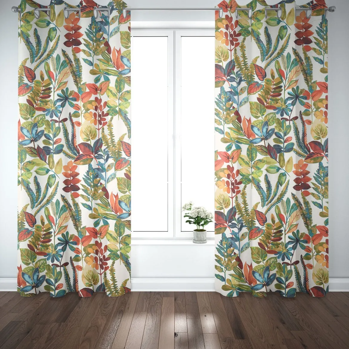 Panama Dekostoff Baumwollstoff Tonga Spice Exotik Blätter Pflanzen bunt 140cm Breite