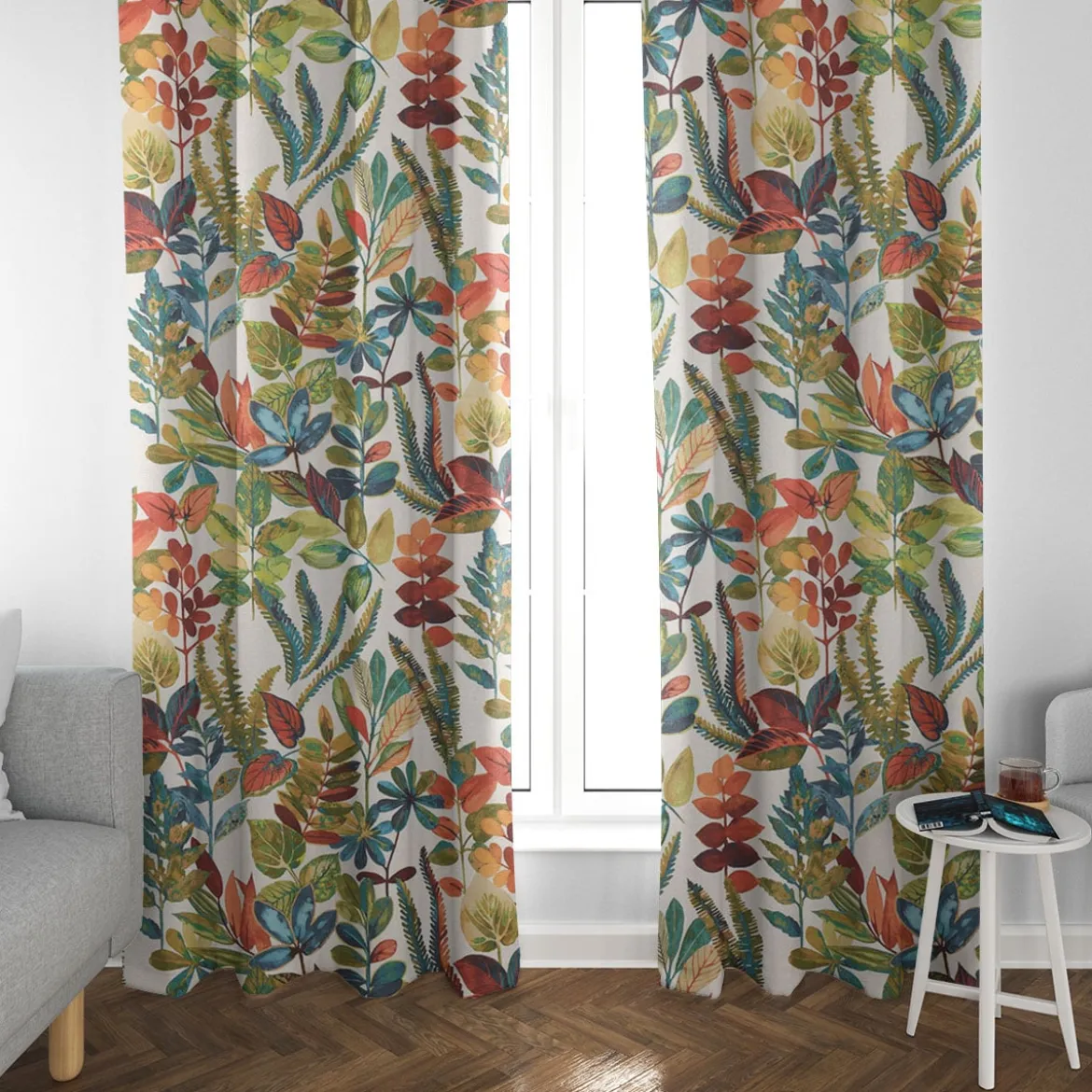 Panama Dekostoff Baumwollstoff Tonga Spice Exotik Blätter Pflanzen bunt 140cm Breite