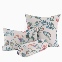 Panama Dekostoff Baumwollstoff Tropicana Coral Reef Blumenranken ecru blau bunt 140cm Breite