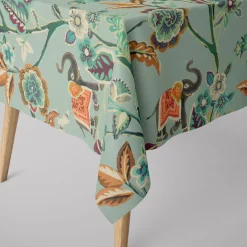 Panama Dekostoff Baumwollstoff GUJARAT Blumenranken Elefant mint grün bunt 140cm Breite