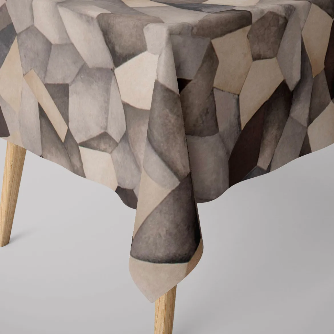 Panama Dekostoff Baumwollstoff Digitaldruck Statue Mosaik Abstrakt steingrau 140cm Breite