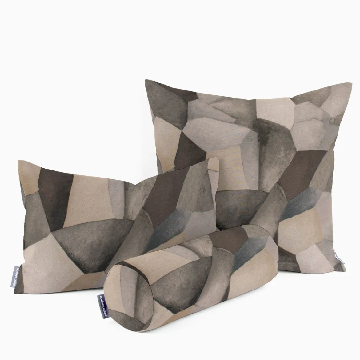 Panama Dekostoff Baumwollstoff Digitaldruck Statue Mosaik Abstrakt steingrau 140cm Breite