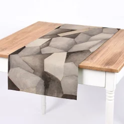 Panama Dekostoff Baumwollstoff Digitaldruck Statue Mosaik Abstrakt steingrau 140cm Breite